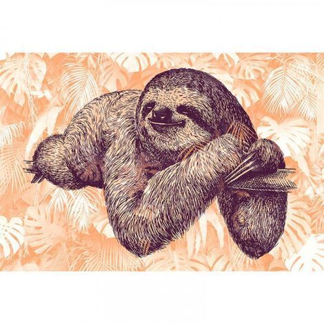 Papier peint panoramique tropical motif paresseux Tapisserie panoramique animaux pour salon Papier peint panoramique idéal pour chambre