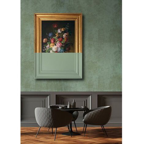 Papier peint panoramique vert trompe l'oeil cadre Tapisserie panoramique originale cadre fleuri Papier peint panoramique bureau & cuisine