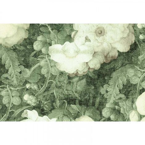Papier peint panoramique vert vintage motif fleur Tapisserie panoramique fleurie idéale couloir Papier peint panoramique chambre floral
