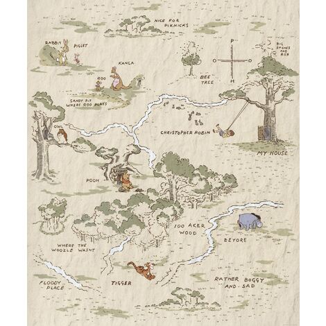 papier peint panoramique Winnie l'ourson beige  - Komar