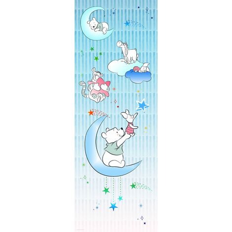 papier peint panoramique Winnie l'ourson bleu ciel bébé  - Disney