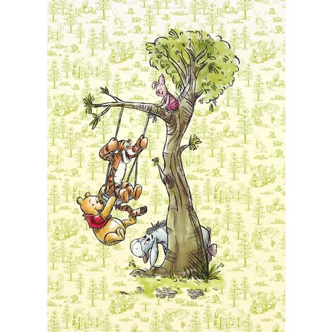 papier peint panoramique Winnie l'ourson vert  - Disney