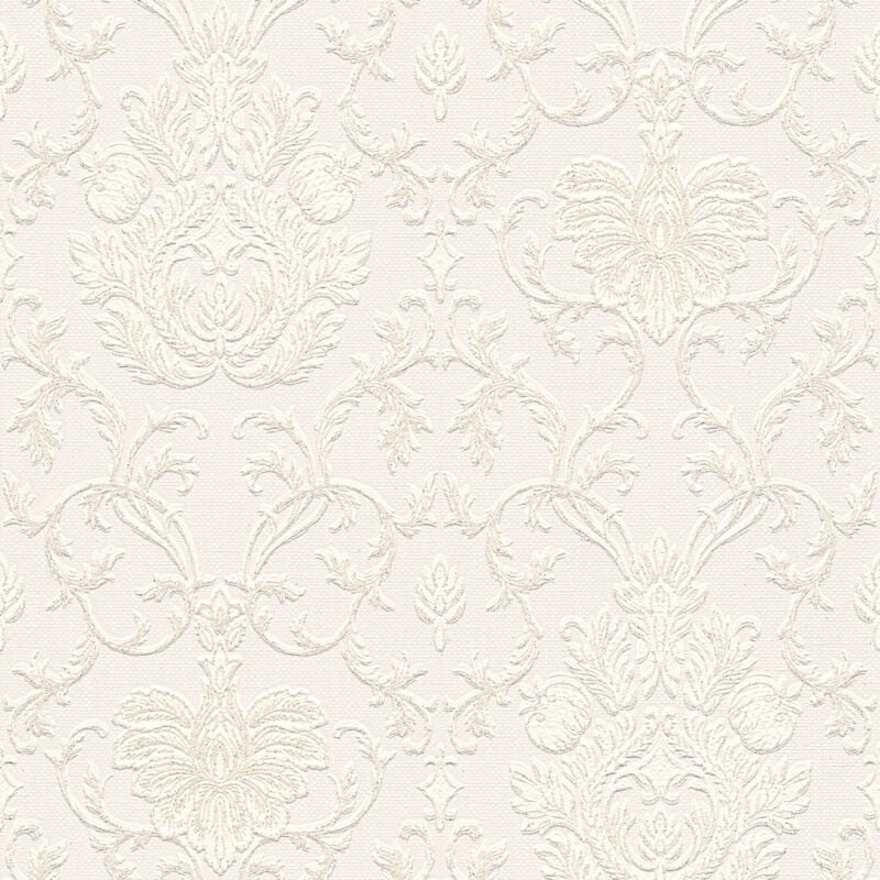 Papier peint crème à motif idéal pour couloir Tapisserie vintage florale pour chambre Papier peint fleur baroque original