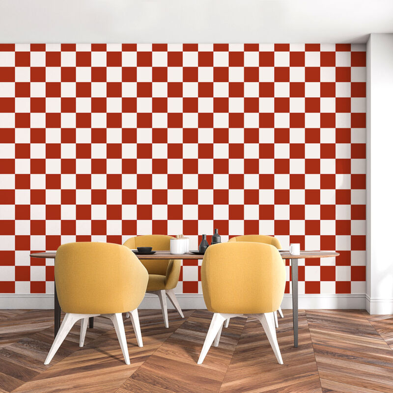 Papier peint papier damier rouge