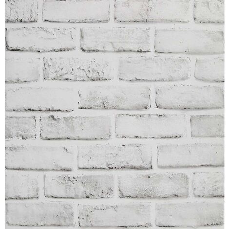 Papier peint Papier Peint Effet Brique Blanc et Gris Rouleau de Papier de Contact Rustique Auto-Adhésif Gris Clair Dosseret Peler et Coller pour Décorer la Chambre à Coucher de la Cuisine 44.5x500cm
