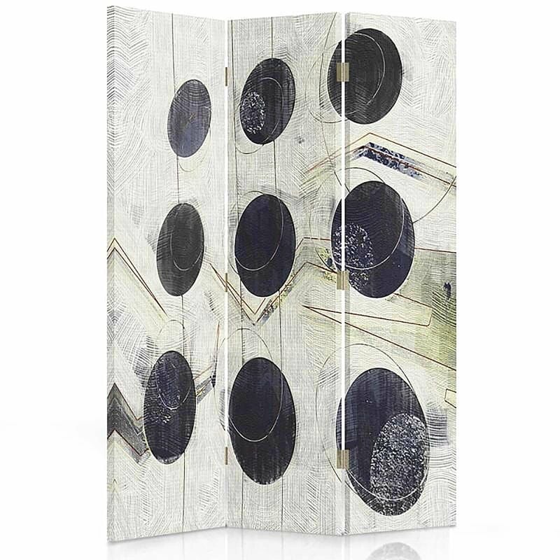 feeby - paravent décoratif 3 panneaux design moderne - 110 x 180 cm - 2 faces r° v° + rotation 360° - gris