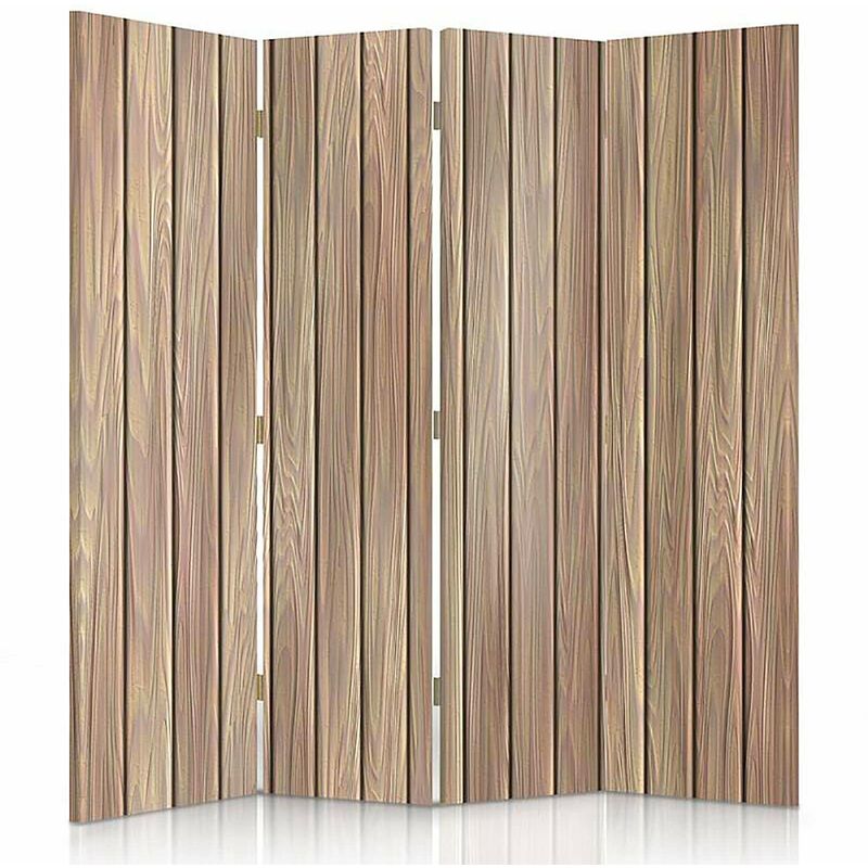 paravent en bois élégant 4 panneaux pour intimité et déco - 145 x 180 cm - 2 faces r° v° - marron