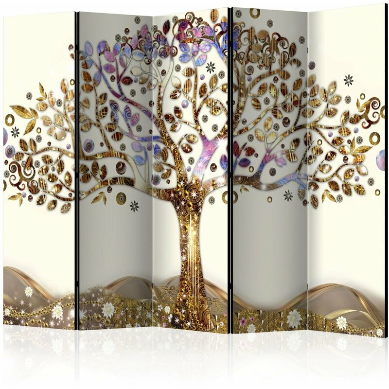 Artgeist - Paravent arbre d'or ii 5 volets - Bronze et Multicolore - Bronze et Multicolore