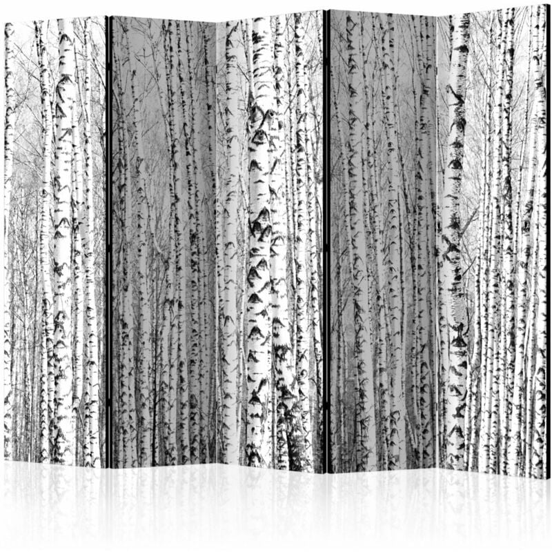 Artgeist - Paravent forêt de bouleaux 5 volets - Noir et blanc - Noir et blanc