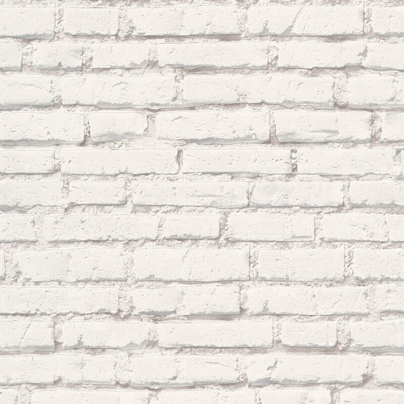 Papier peint uni blanc à motif pierre Tapisserie imitation brique blanche Papier peint vintage brique pour couloir
