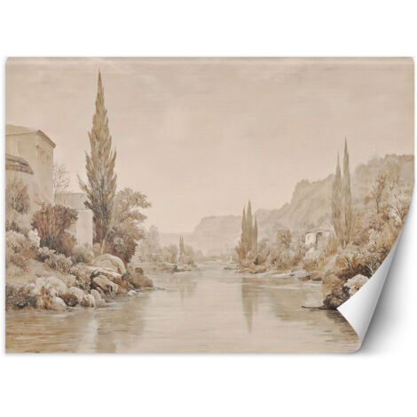 Papier peint Paysage Nature Sepia Botanique 200x140