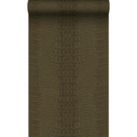 papier peint peau de crocodile marron - Origin Wallcoverings
