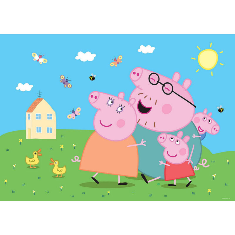 Papier peint Peppa pig avec sa famille 252 x 182 cm
