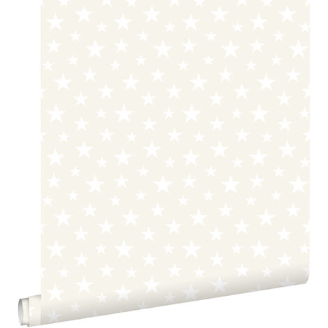 papier peint petites étoiles blanc brillant  - ESTAhome