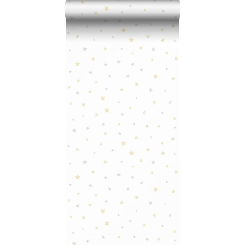 Papier peint petites étoiles jaune, beige et blanc Sanders&sanders