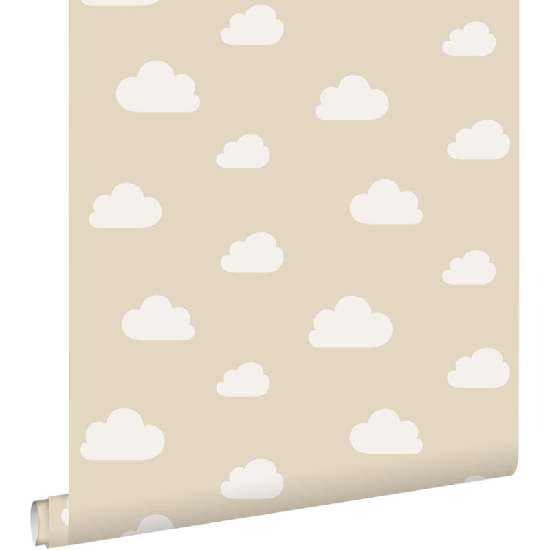 Papier peint petits nuages beige Estahome