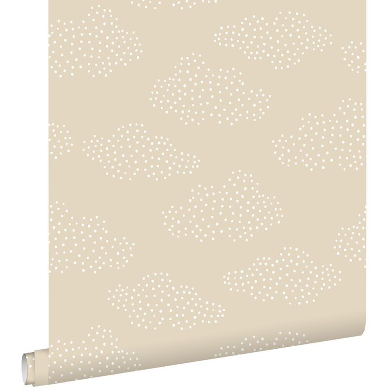 Papier peint petits nuages beige Estahome