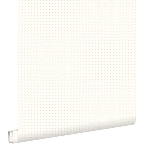 papier peint petits points blanc cassé et rose - ESTAhome