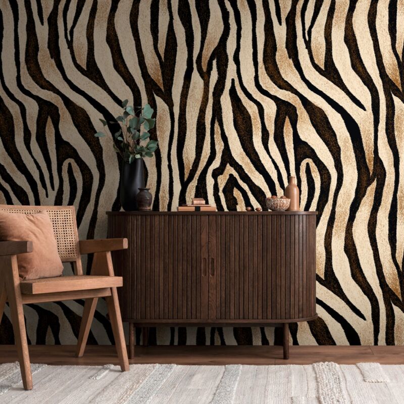 Papier peint photo Profhome 398311 papier peint intissé gaufré à chaud lisse avec des motifs animaux mat beige noir brun 1,59 m x 2,8 m