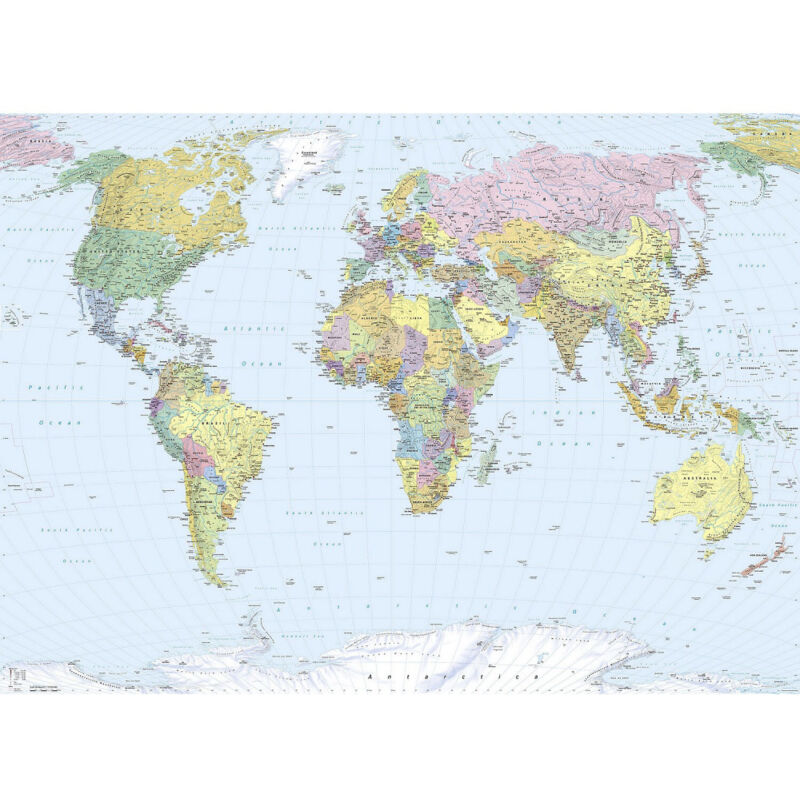 Komar - World Map Photo murale Carte du Monde - 254 x 184 cm