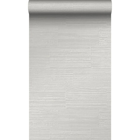 papier peint pierre naturelle brute rétro en appareil de panneresses gris clair  - Origin Wallcoverings
