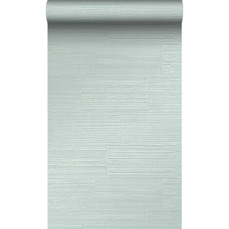 papier peint pierre naturelle brute rétro en appareil de panneresses vert menthe clair  - Origin Wallcoverings