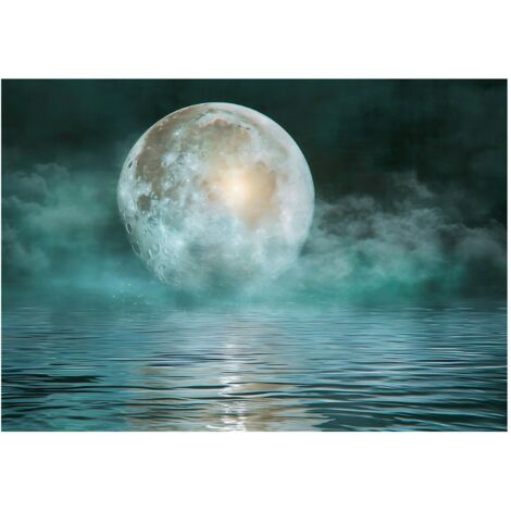 Papier peint pleine lune au bord de la mer, décoration murale pour chambre à coucher – 400 x 280 cm, papier peint intissé Wallarena