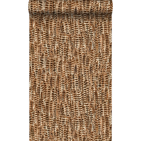 papier peint plumes brun rouille - Origin Wallcoverings