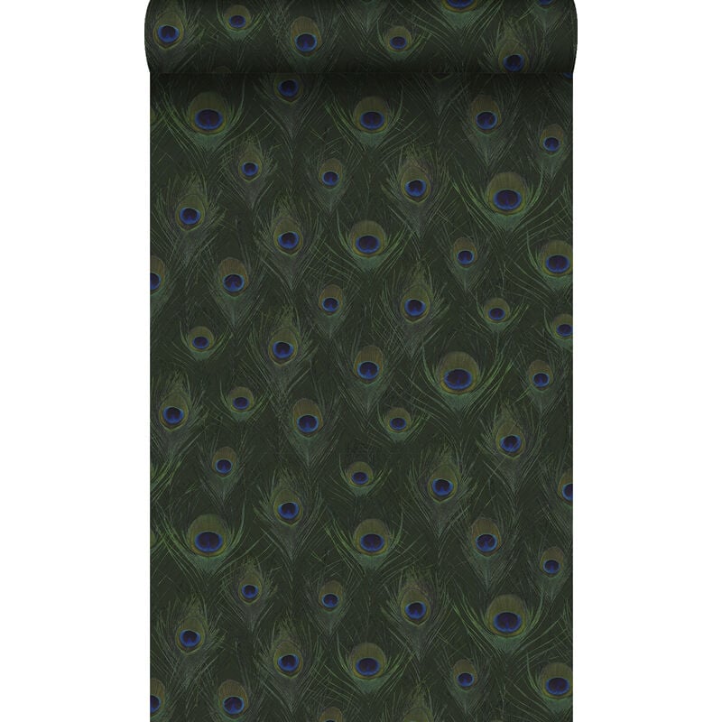 Origin - papier peint plumes de paon vert mousse Wallcoverings