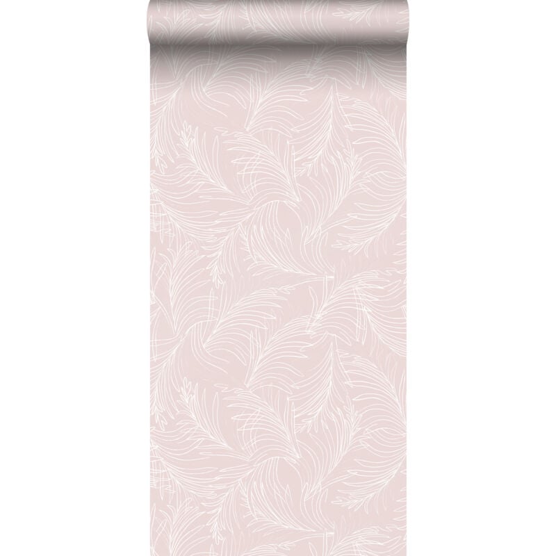 papier peint plumes rose et blanc - Sanders & Sanders