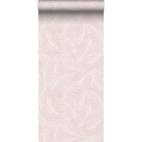papier peint plumes rose et blanc  - Sanders & Sanders