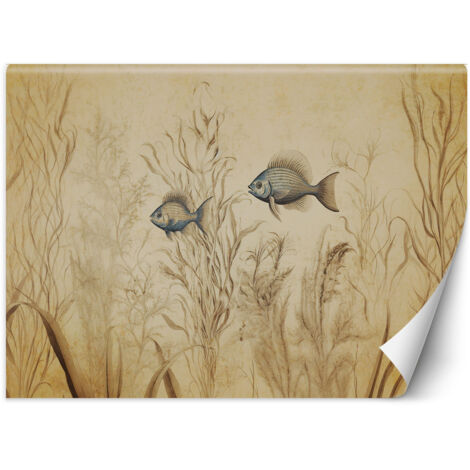 Papier peint Poisson boho beige 250x175