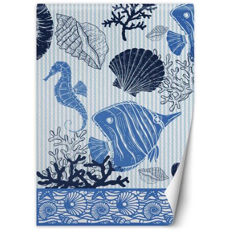 Papier peint Poissons et coquillages 150x210