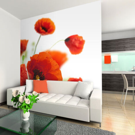Papier Peint "Poppies on the Wihite Background" 270 x 350 cm