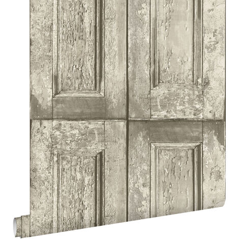 papier peint portes à panneaux marron clair - ESTAhome