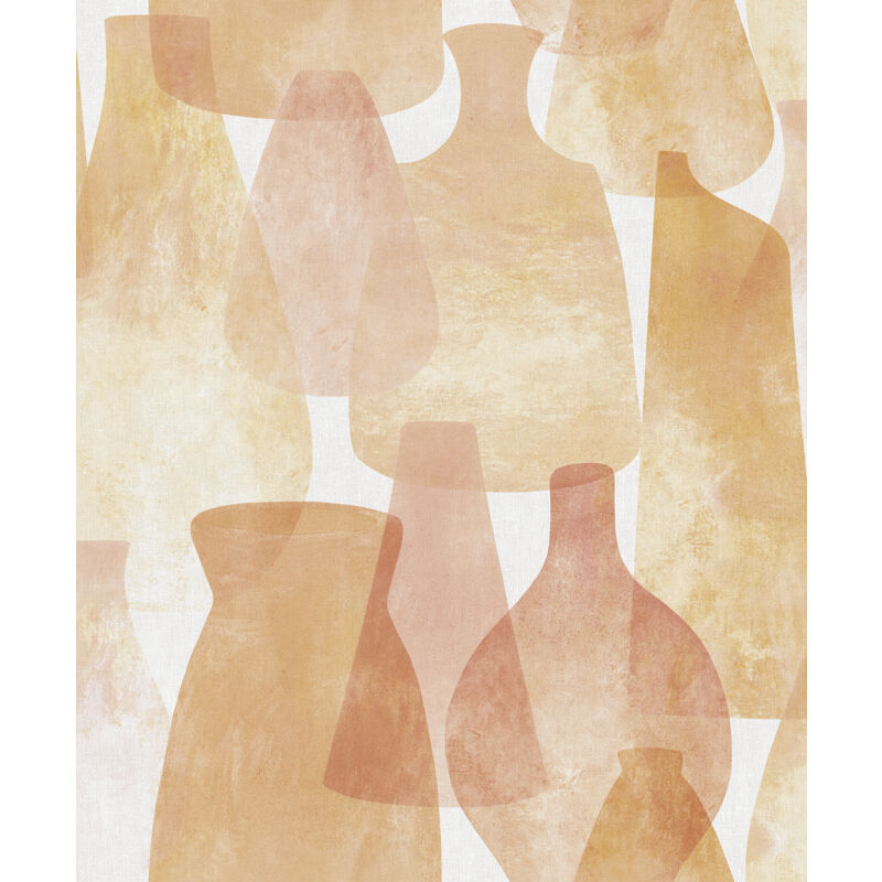 Papier peint poterie orange et rose terracotta Sanders&sanders