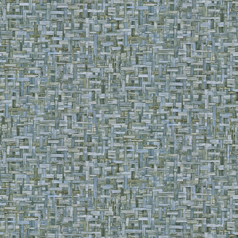 Papier peint pour bord de mer bleu gris vintage Tapisserie imitation bois tressé idéal entrée Papier peint original gris bleu effet bois