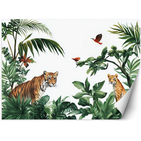 Papier peint pour chambre d'enfants Palmiers Tigre Animaux Afrique 450x315