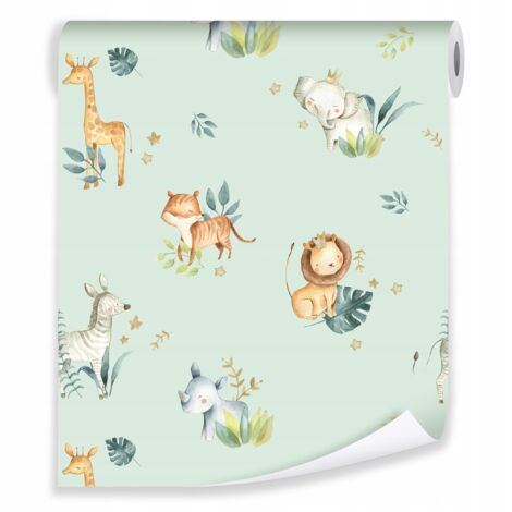 Papier peint pour enfants animaux multicolores décoration murale – rouleau 0,5 x 10 m intissé Wallarena