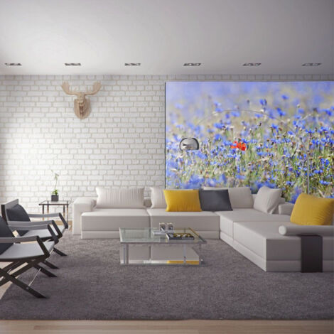 Papier Peint "Prairie Aux Couleurs du Ciel Bleuets" 193 x 250 cm