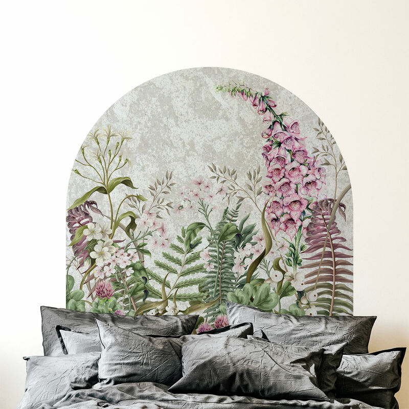 Papier peint intissé pré-encollé fresques géantes - arche composition florale sur béton - 120x120cm