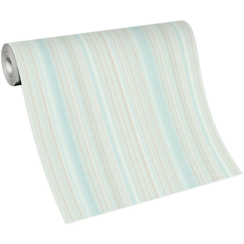 Papier peint rayure bleu & beige salon & salle à manger | Tapisserie rayures chambre & séjour | Papier peint rayé intissé vinyle couloir