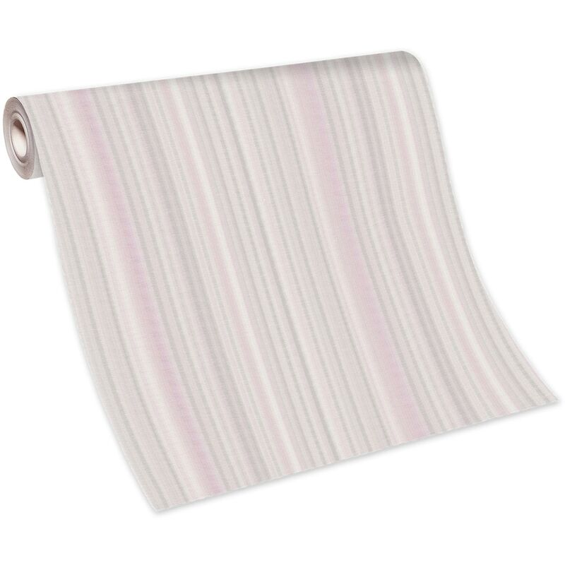 Papier peint rayure rose et gris salon | Tapisserie rayures rose & grise chambre adulte | Papier peint rayé intissé vinyle couloir