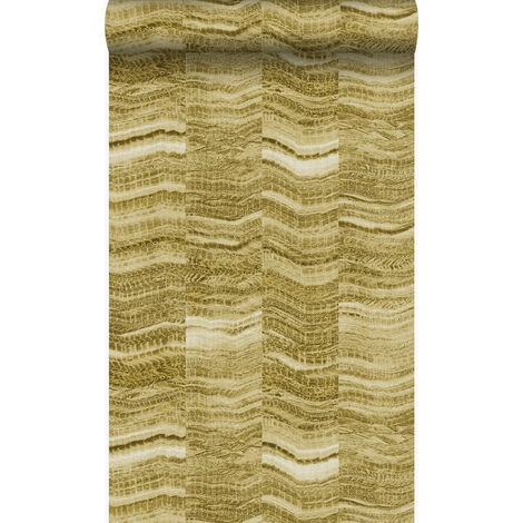 papier peint rayures en morceaux de marbre stratifié jaune ocre - Origin Wallcoverings