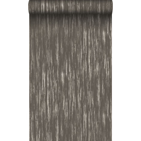 papier peint rayures fines marron et or brillant - Origin Wallcoverings