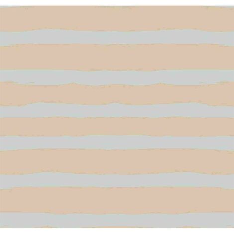 Papier Peint Rayures irrégulières beige bleu - Papier bleu et marron - Papier bleu et marron