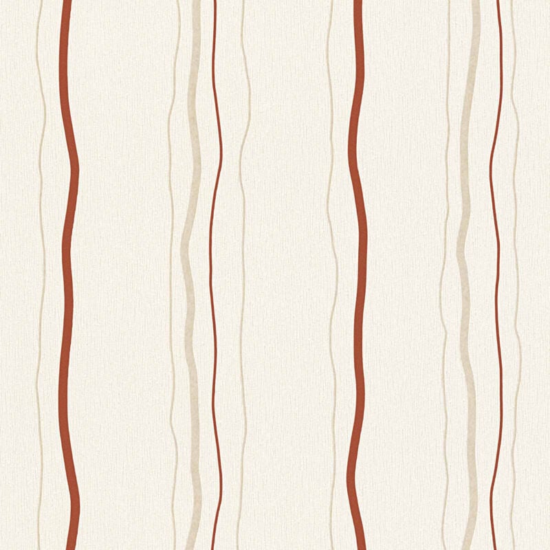 Papier peint rayures rouge & beige crème idéal salon Tapisserie rayures rouge & beige bureau Papier peint cuisine & chambre