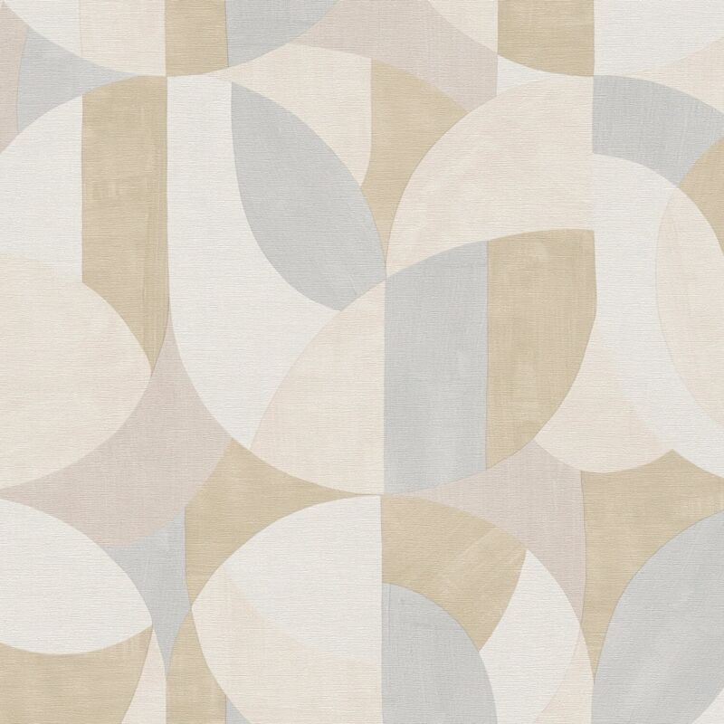 Papier peint rétro Profhome 399324 papier peint intissé gaufré à chaud légèrement texturé avec un dessin graphique mat gris blanc-crème beige blanc