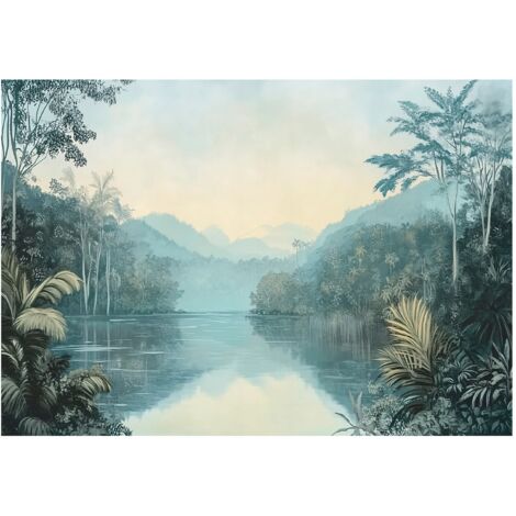 Papier peint rivière forêt multicolore décoration murale pour chambre à coucher – 150 x 105 cm papier peint intissé Wallarena