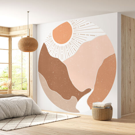 Papier peint rond / cercle - Boho - Diamètre 30 cm